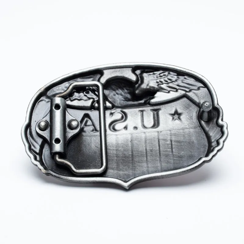 Zinc alloy belt buckle with eagle design, smooth fastening, fits 3.8-4 cm wide belts
