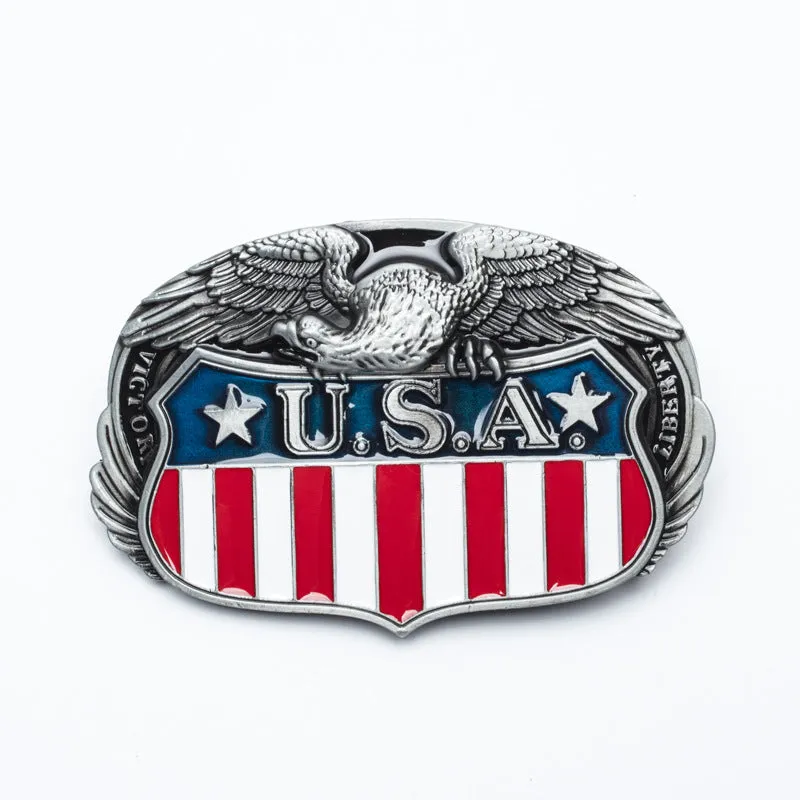 Zinc alloy belt buckle with eagle design, smooth fastening, fits 3.8-4 cm wide belts