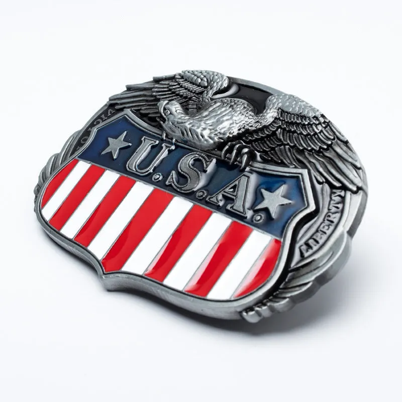 Zinc alloy belt buckle with eagle design, smooth fastening, fits 3.8-4 cm wide belts