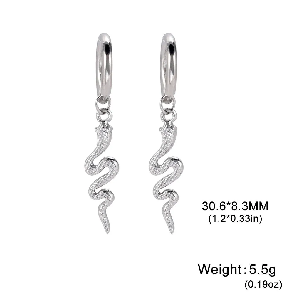 Gold plated stainless steel snake vintage clip-on earrings