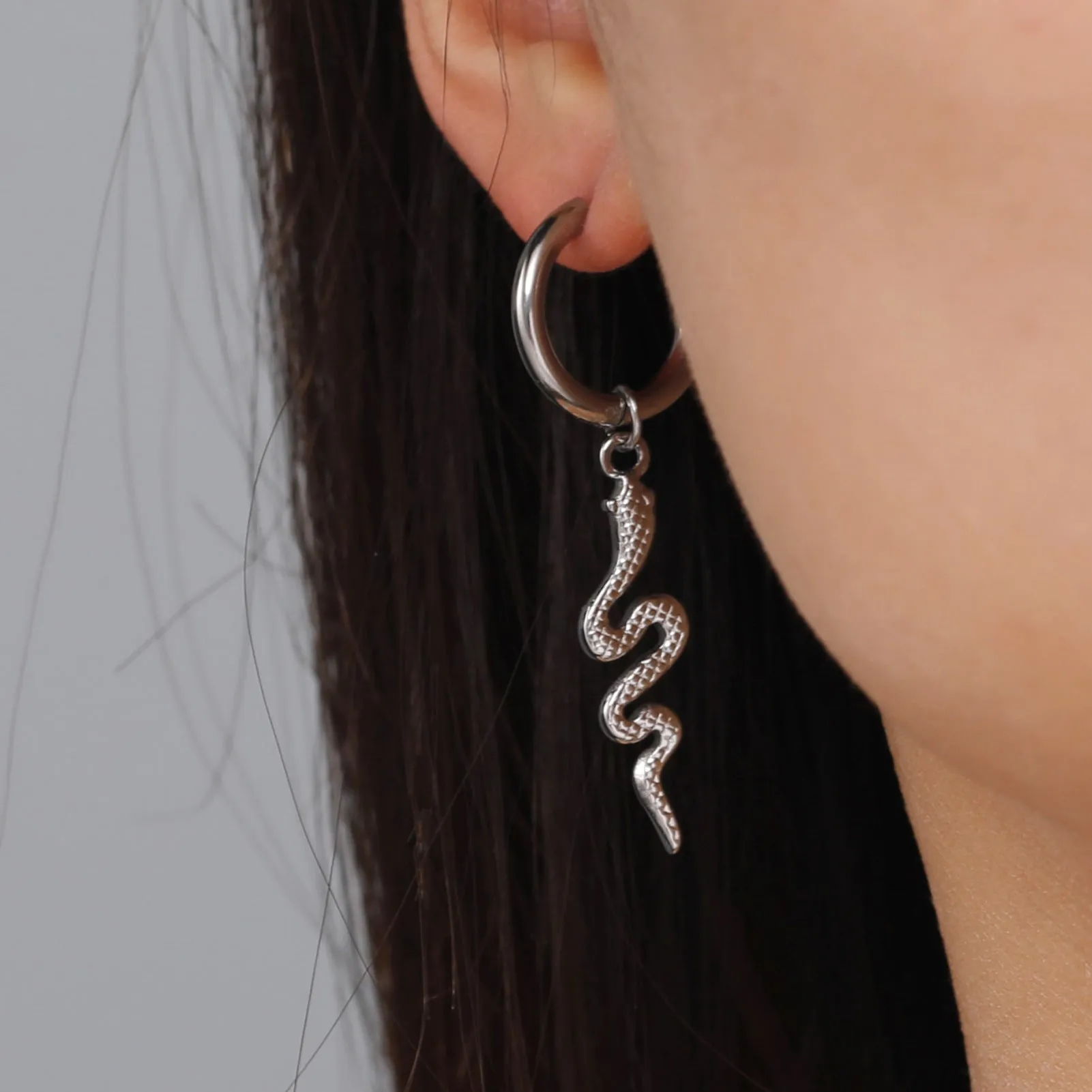 Gold plated stainless steel snake vintage clip-on earrings