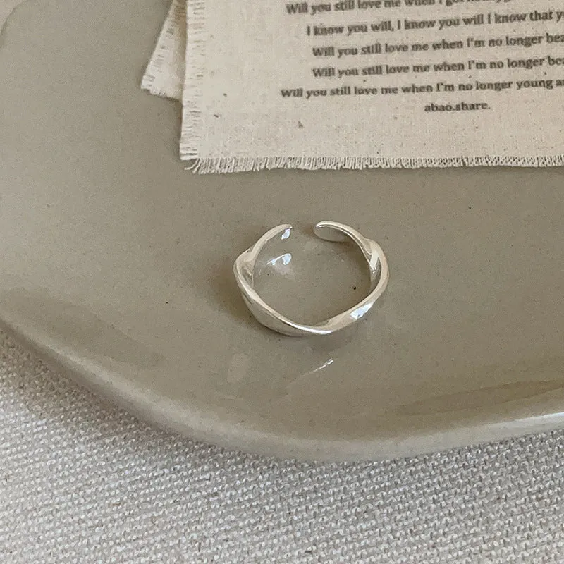 Irregular metal opening ring for women, copper with electroplated gold or silver finish, geometric shape