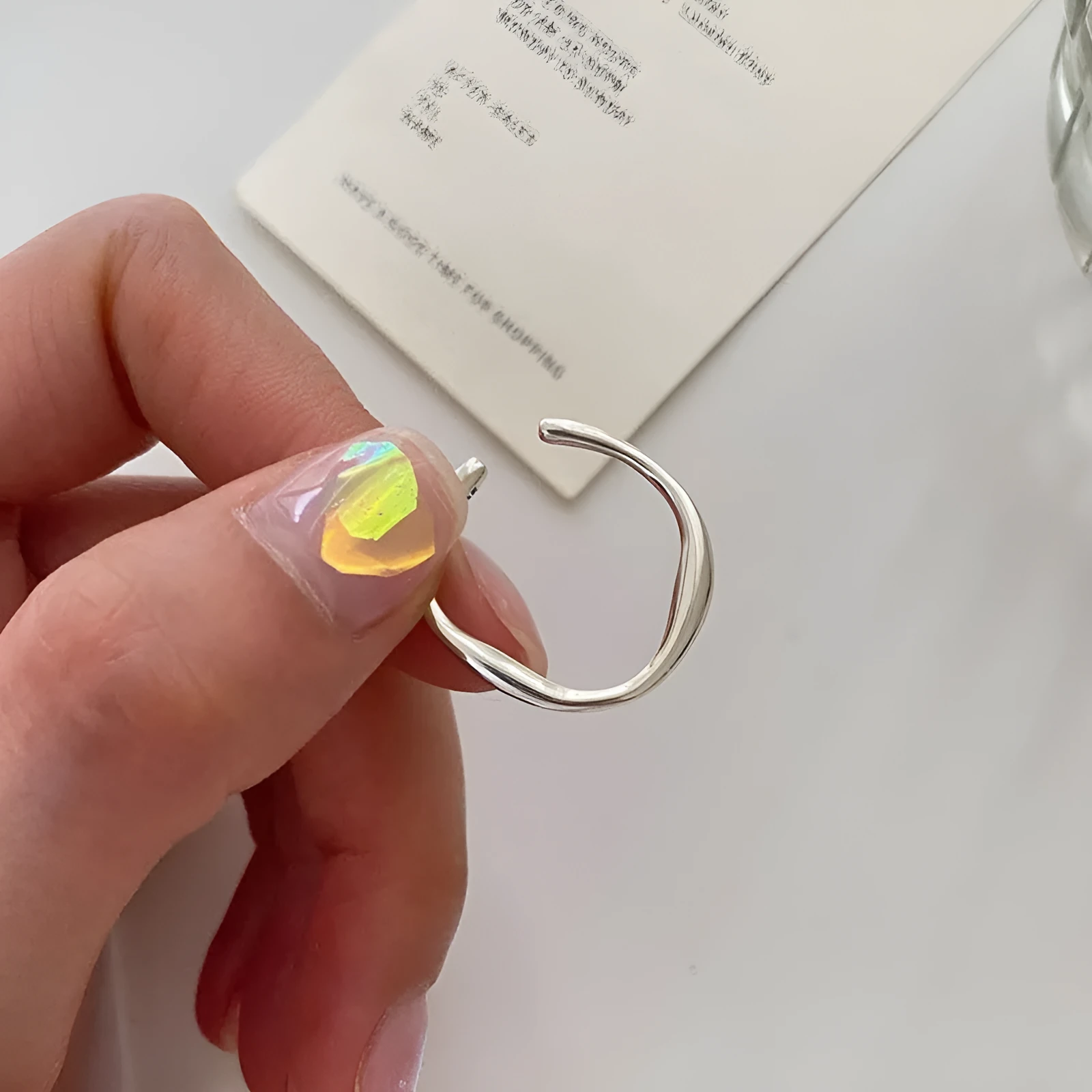 Copper geometric simple ring for women with irregular all-match style and electroplated finish, available in twelve colour options such as J3222 and J1849.