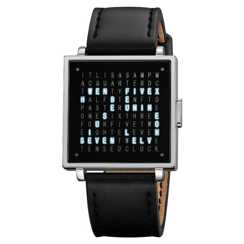 Fashion military digital wristwatch for men women with waterproof LED light and steel belt, black belt option shown