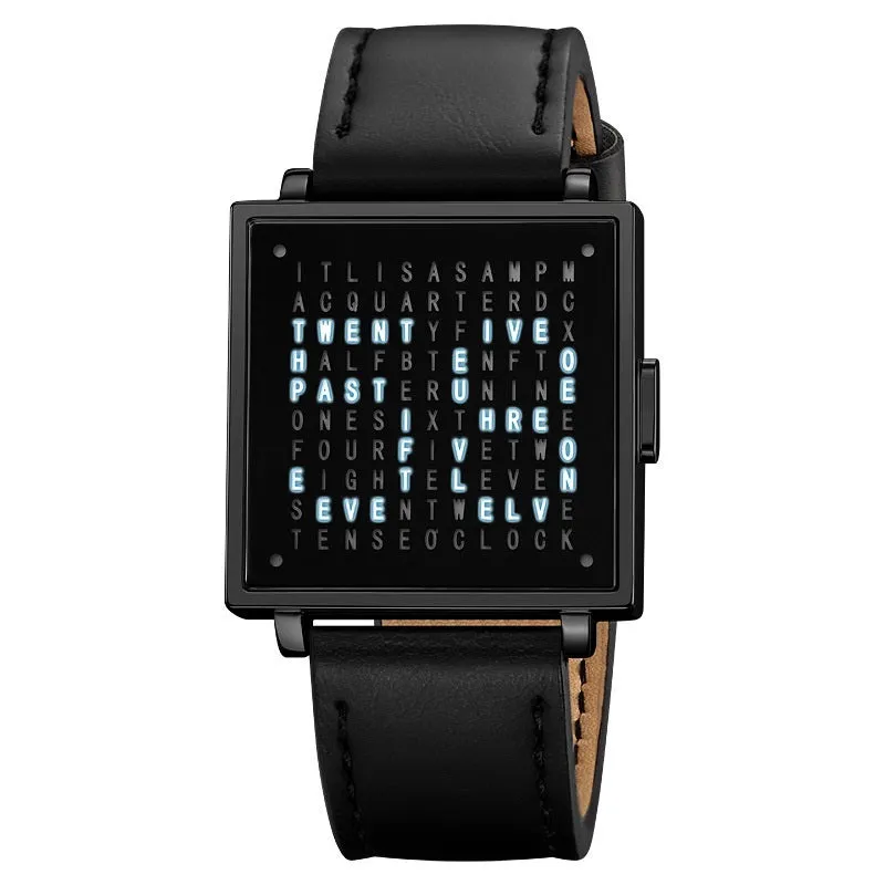 Fashion military digital wristwatch for men women with waterproof LED light and steel belt, black belt option shown