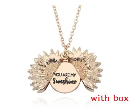 Sunflower double lettering necklace in ancient gold finish with 25mm square pendant on 45cm chain
