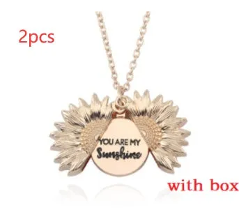 Sunflower double lettering necklace in ancient gold finish with 25mm square pendant on 45cm chain