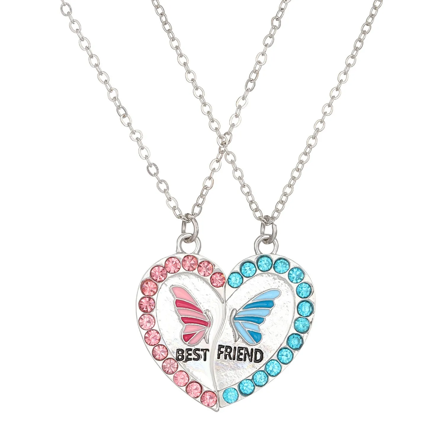 Women's alloy love rainbow necklace with regular chain, electroplated finish, love pendant, available in eleven colours