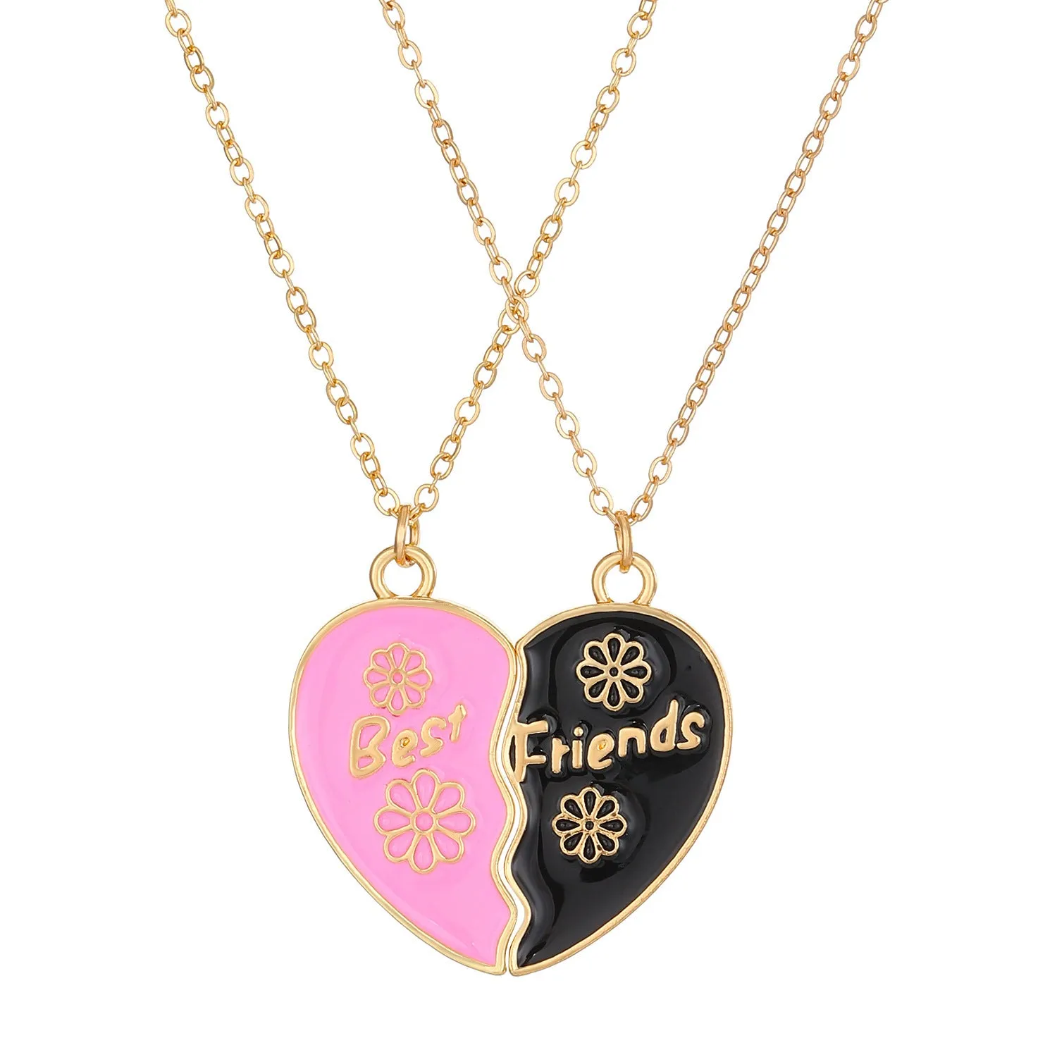 Women's alloy love rainbow necklace with regular chain, electroplated finish, love pendant, available in eleven colours