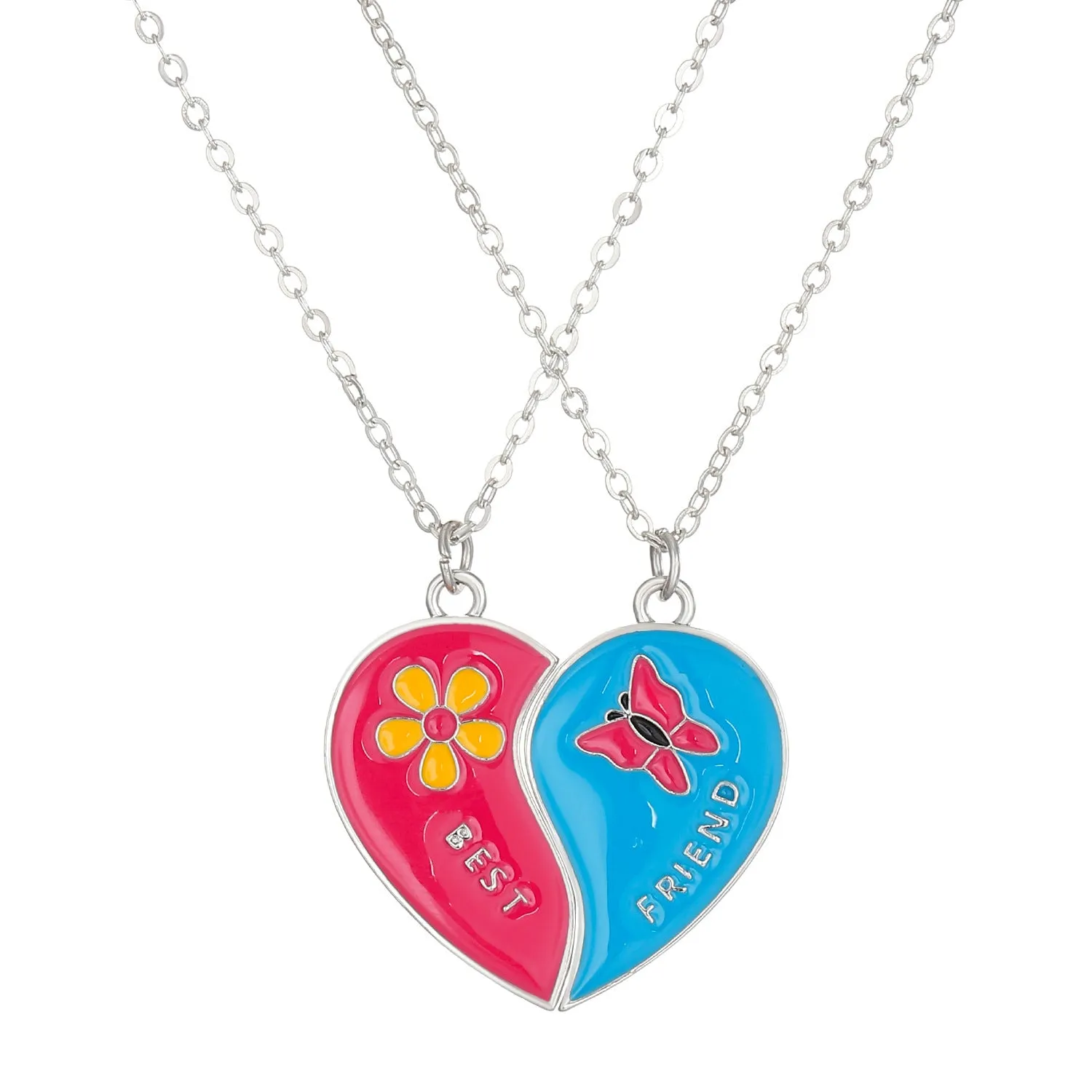 Women's alloy love rainbow necklace with regular chain, electroplated finish, love pendant, available in eleven colours