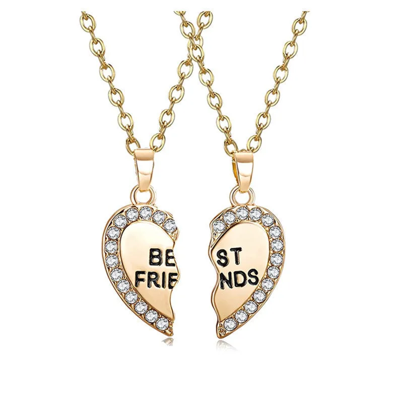 Women's alloy love rainbow necklace with regular chain, electroplated finish, love pendant, available in eleven colours
