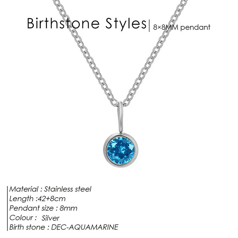 Entry Lux stainless steel U-shaped rhinestone pendant necklace in golden finish with month colour option