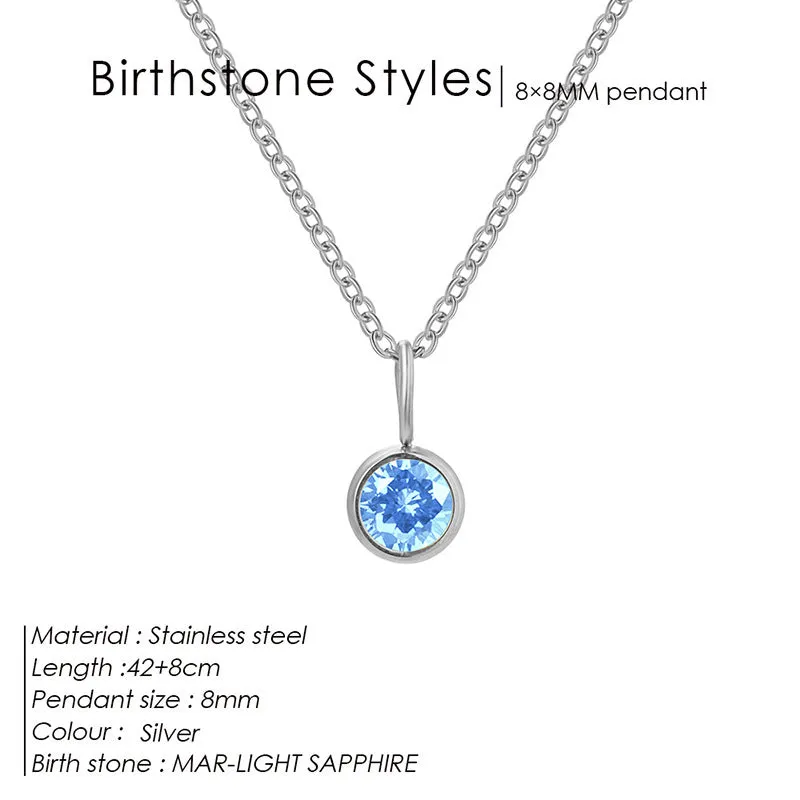 Entry Lux stainless steel U-shaped rhinestone pendant necklace in golden finish with month colour option