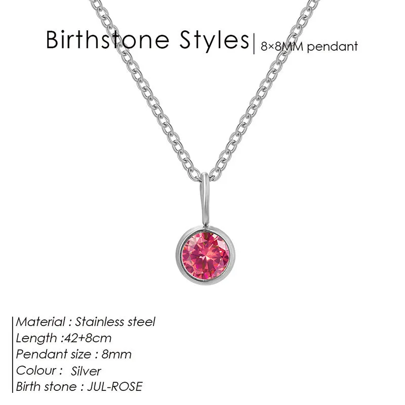Entry Lux stainless steel U-shaped rhinestone pendant necklace in golden finish with month colour option