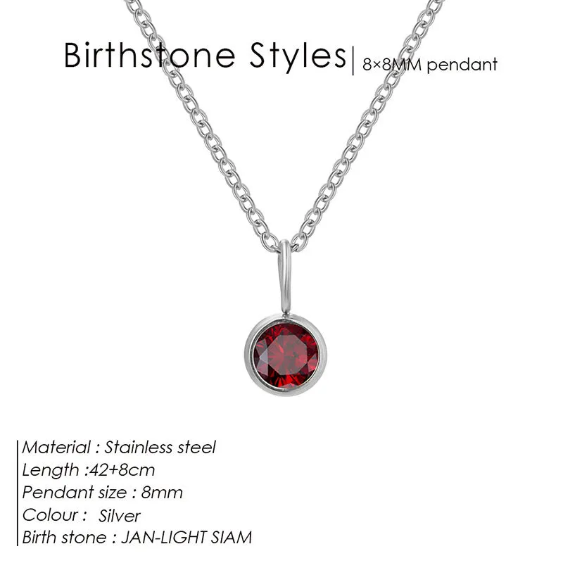 Entry Lux stainless steel U-shaped rhinestone pendant necklace in golden finish with month colour option