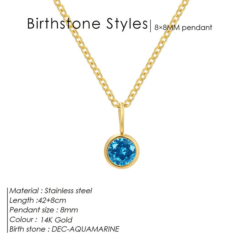 Entry Lux stainless steel U-shaped rhinestone pendant necklace in golden finish with month colour option