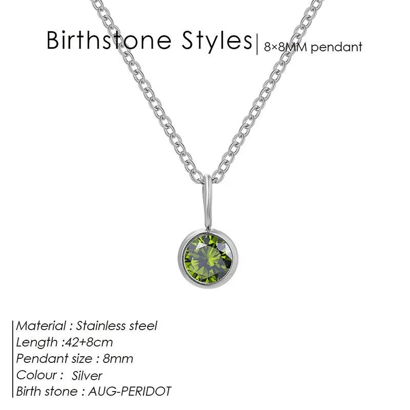 Entry Lux stainless steel U-shaped rhinestone pendant necklace in golden finish with month colour option