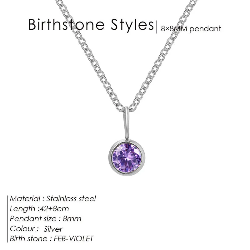 Entry Lux stainless steel U-shaped rhinestone pendant necklace in golden finish with month colour option