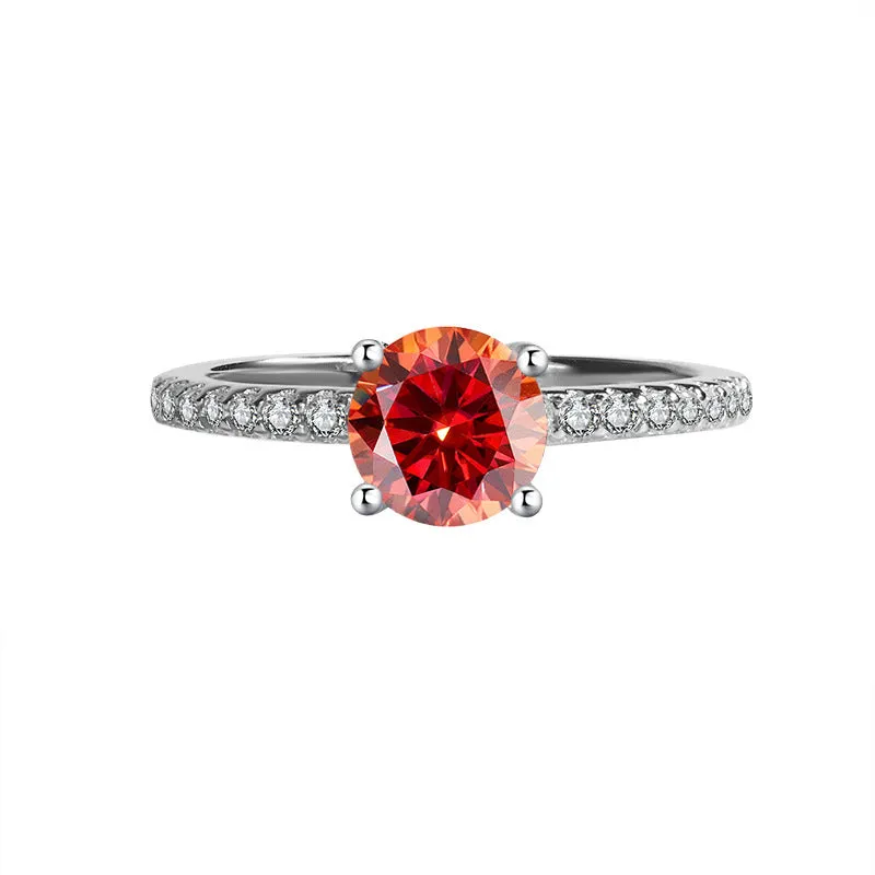 S925 silver ring with star-shaped moissanite stone in four-claw setting, available in multiple sizes and colours