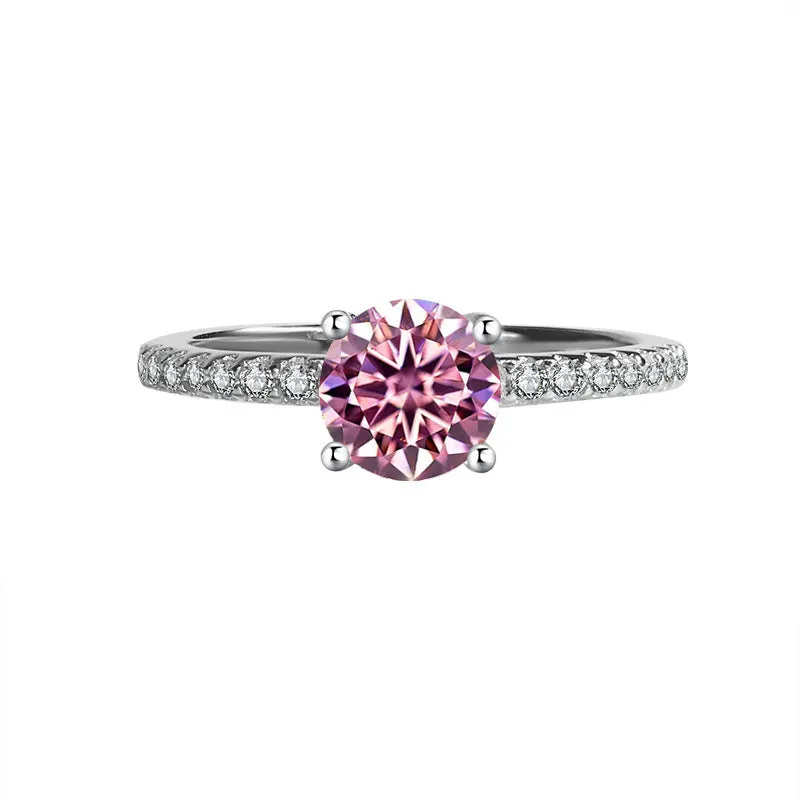 S925 silver ring with star-shaped moissanite stone in four-claw setting, available in multiple sizes and colours
