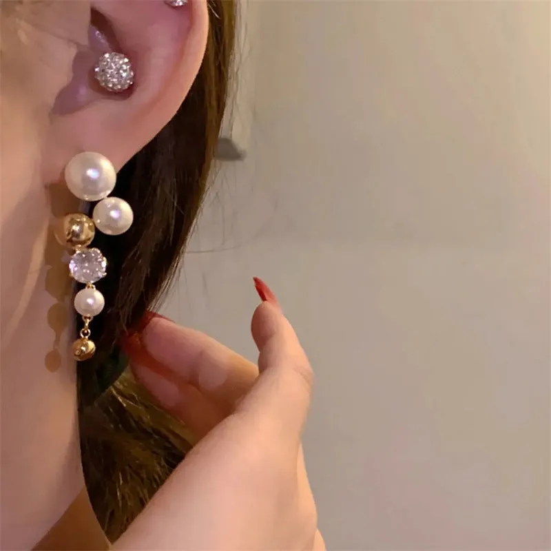 Geometric tassel drop earrings for women in Elegant Pearl colour with electroplated finish