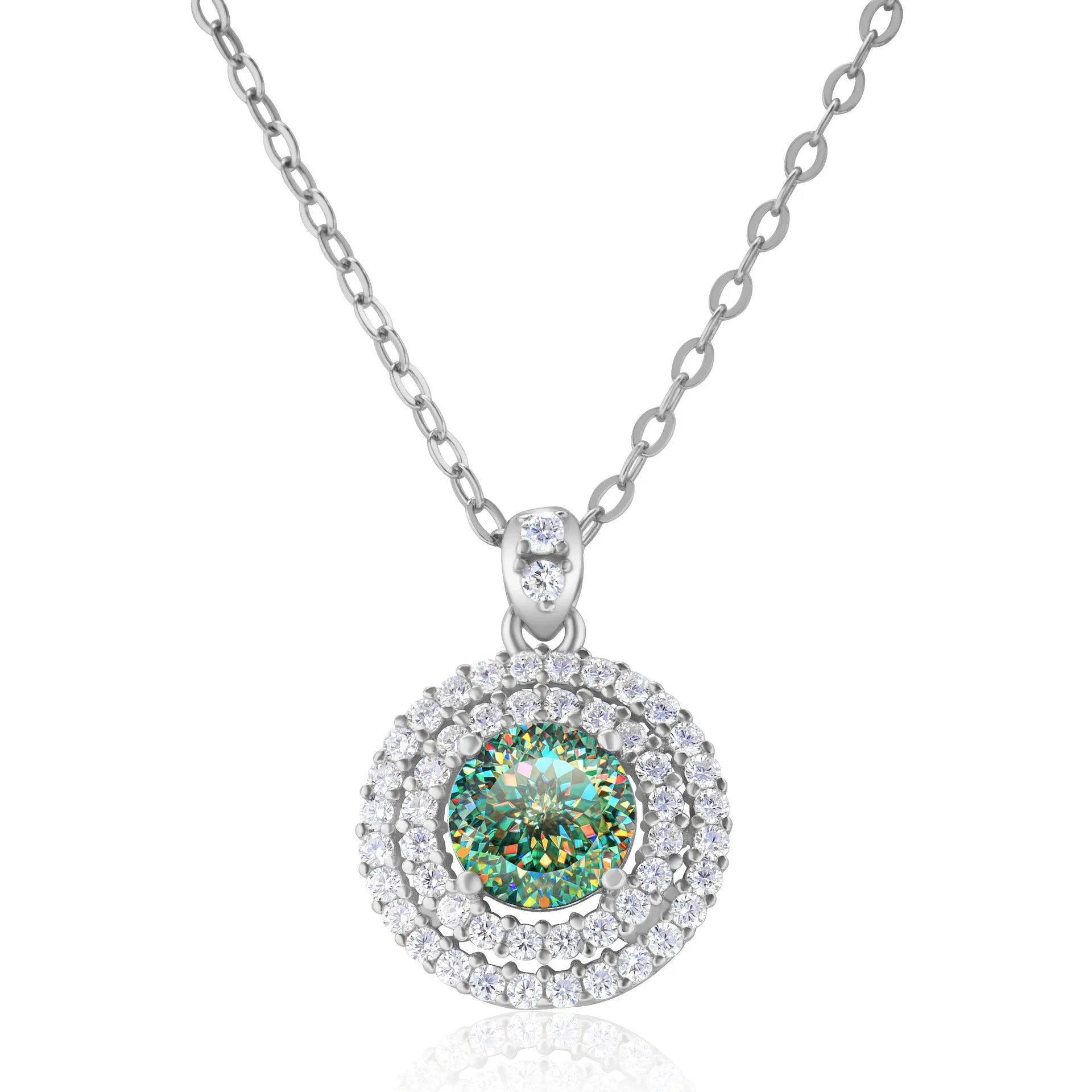 Sterling silver necklace with 1 karat golden yellow inlaid gem pendant