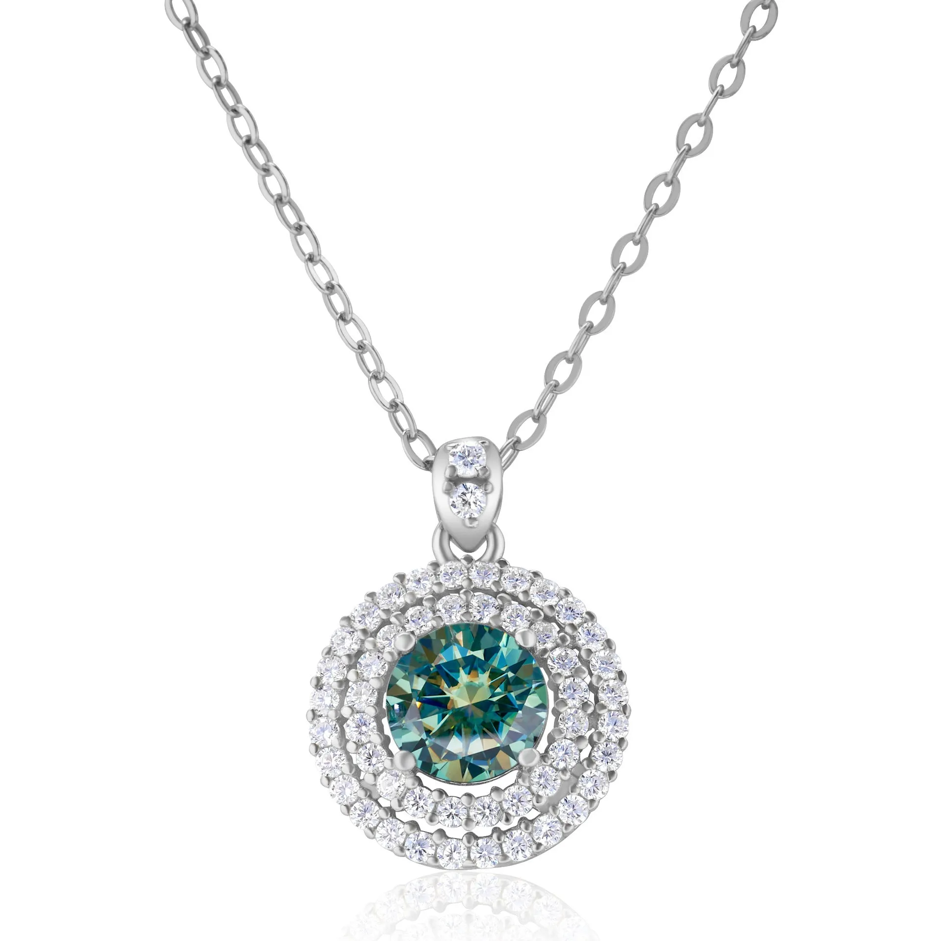 Sterling silver necklace with 1 karat golden yellow inlaid gem pendant