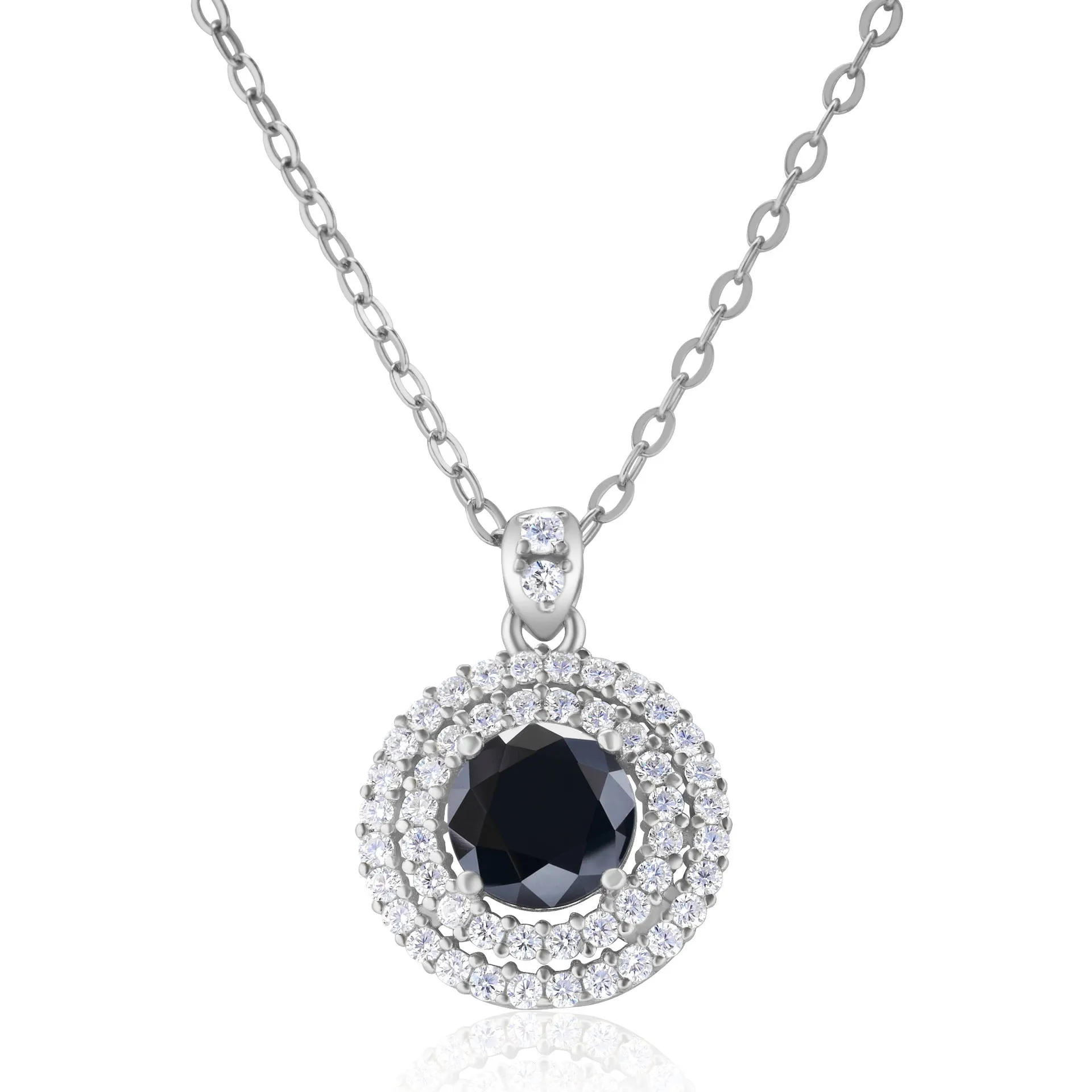Sterling silver necklace with 1 karat golden yellow inlaid gem pendant