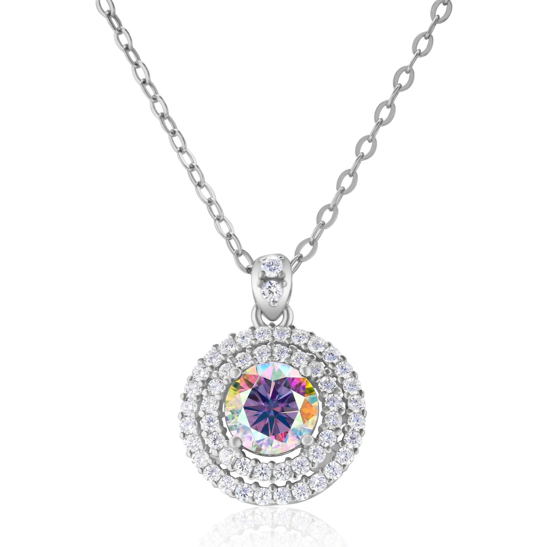 Sterling silver necklace with 1 karat golden yellow inlaid gem pendant