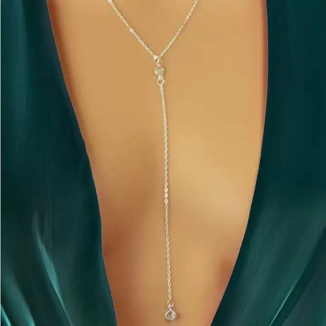 Alloy geometric pendant necklace with electroplated gold finish and O-ring chain on woman