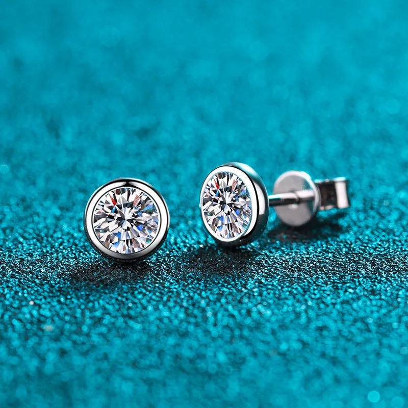 925 sterling silver gold plated geometric earrings with moissanite or zircon stone options