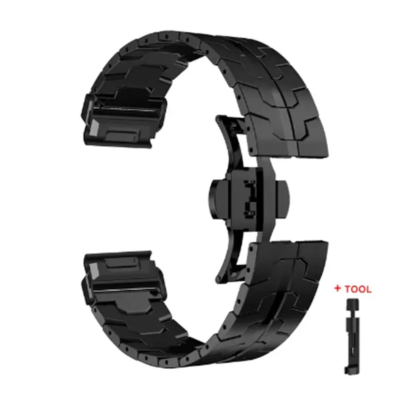 Iron Man solid steel watch strap quick release 22mm black