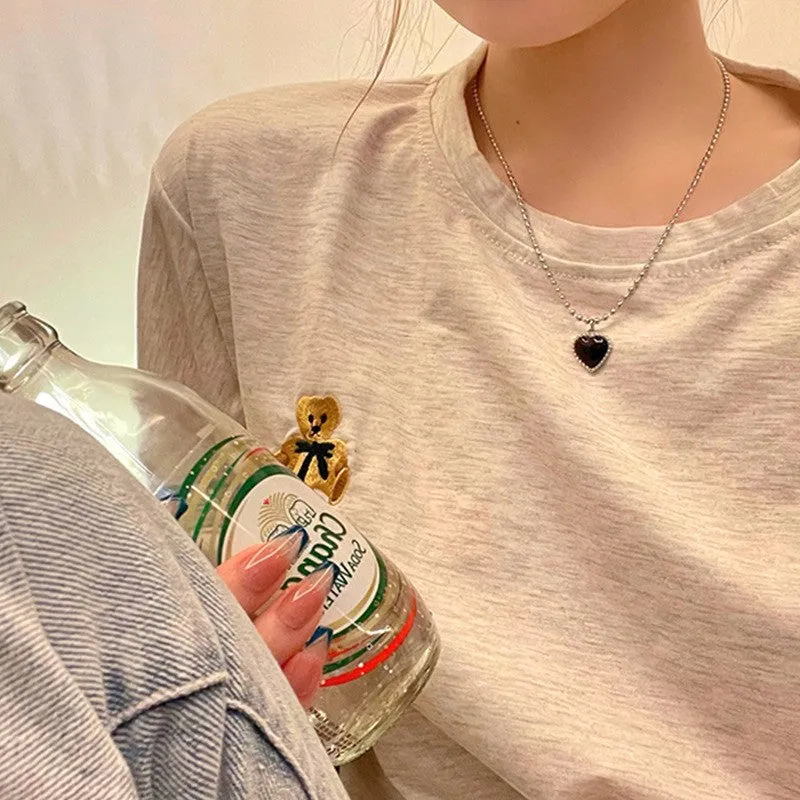 Alloy heart shape clavicle chain necklace for women white K electroplated finish adjustable 41cm to 50cm