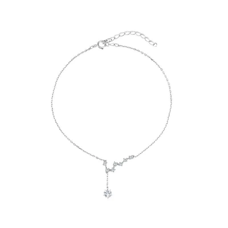 Big Dipper white alloy star anklet for women on white background