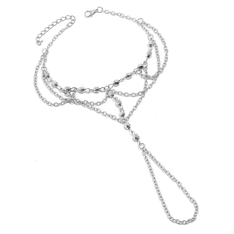 Women's alloy anklet in gold and silver with U-shaped design for beach travel