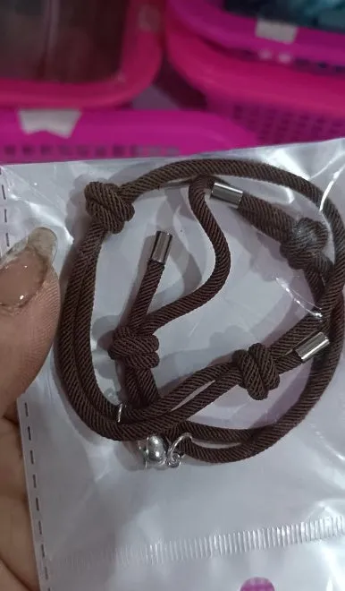 Simple nylon Love magnetic bracelet pair adjustable 3mm rope with magnetic fastener