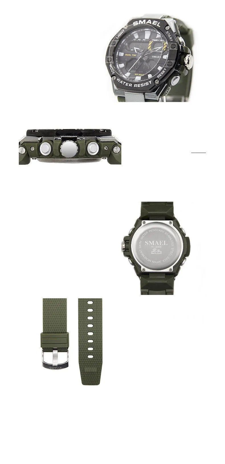 Digital alloy electronic watch for men with 47mm dial, dual movement, and 50m water resistance in Steel Blue