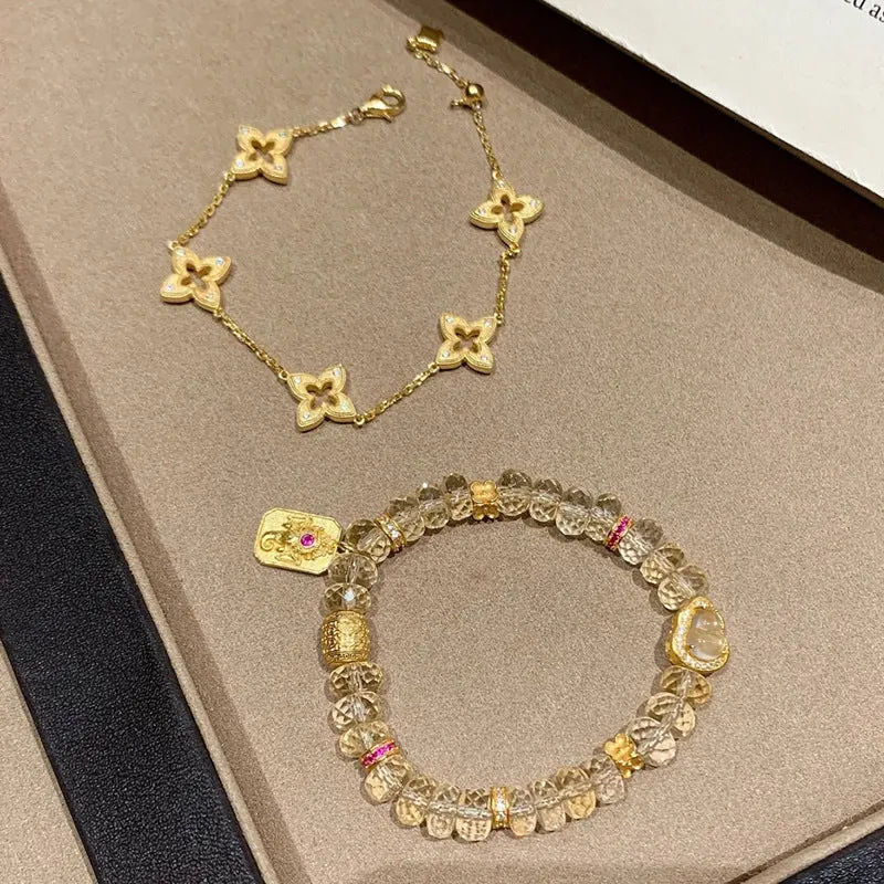 Women's artificial crystal glass bead bracelet geometric design SJSL-0081 wealth comes from all directions colour