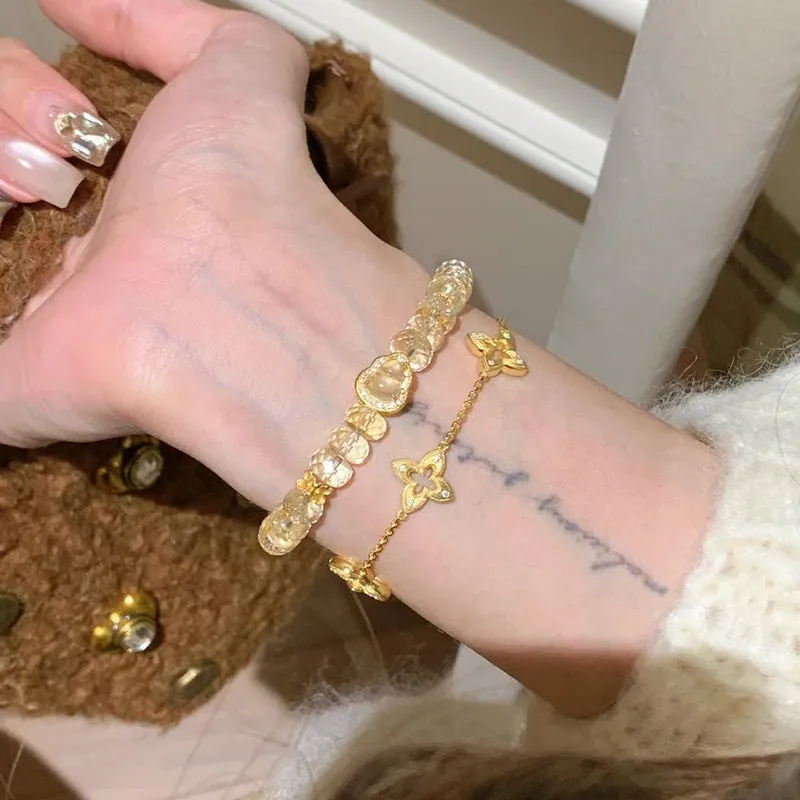 Women's artificial crystal glass bead bracelet geometric design SJSL-0081 wealth comes from all directions colour
