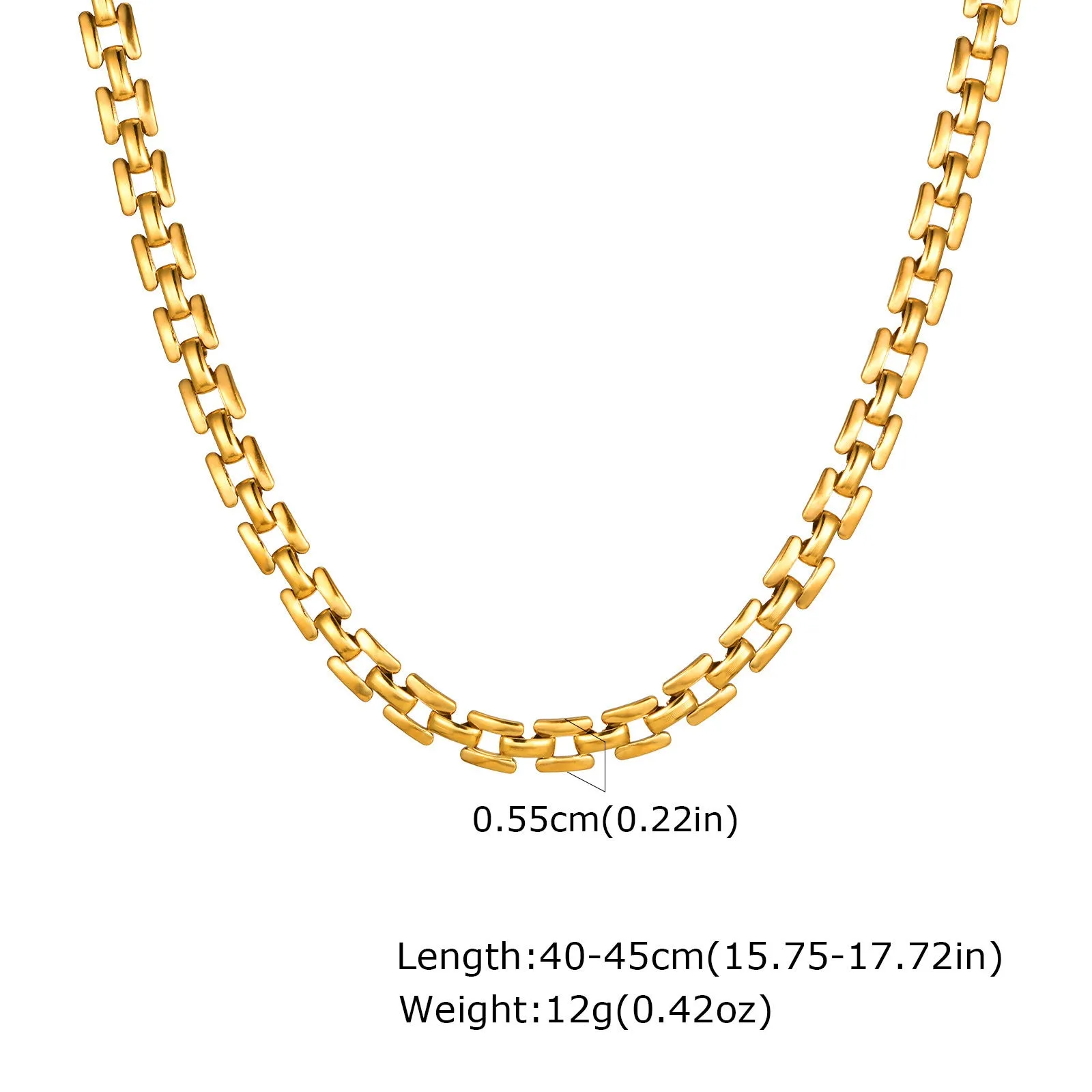Stainless steel geometric twist necklace on snake bones chain, available in multiple colours