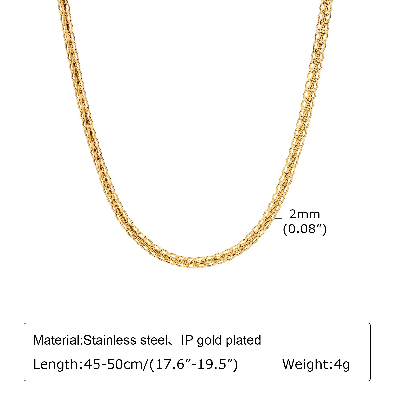 Stainless steel geometric twist necklace on snake bones chain, available in multiple colours