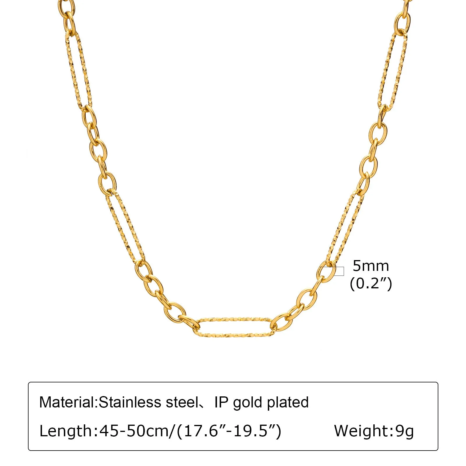 Stainless steel geometric twist necklace on snake bones chain, available in multiple colours