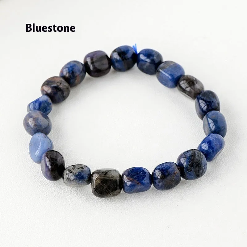 Natural amethyst large particle gravel rolling stone bracelet on a plain background showing smooth rounded beads