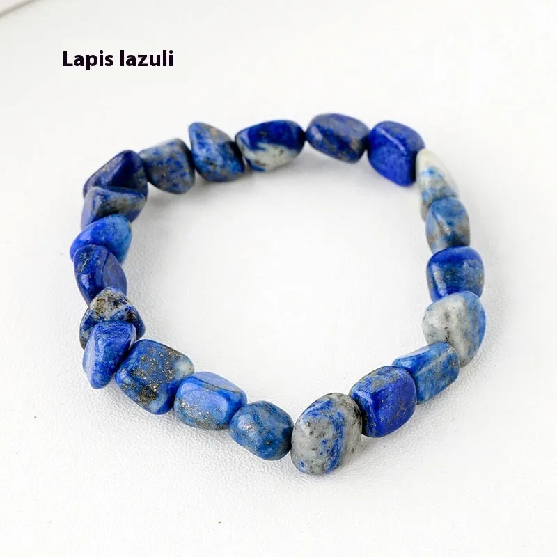 Natural amethyst large particle gravel rolling stone bracelet on a plain background showing smooth rounded beads