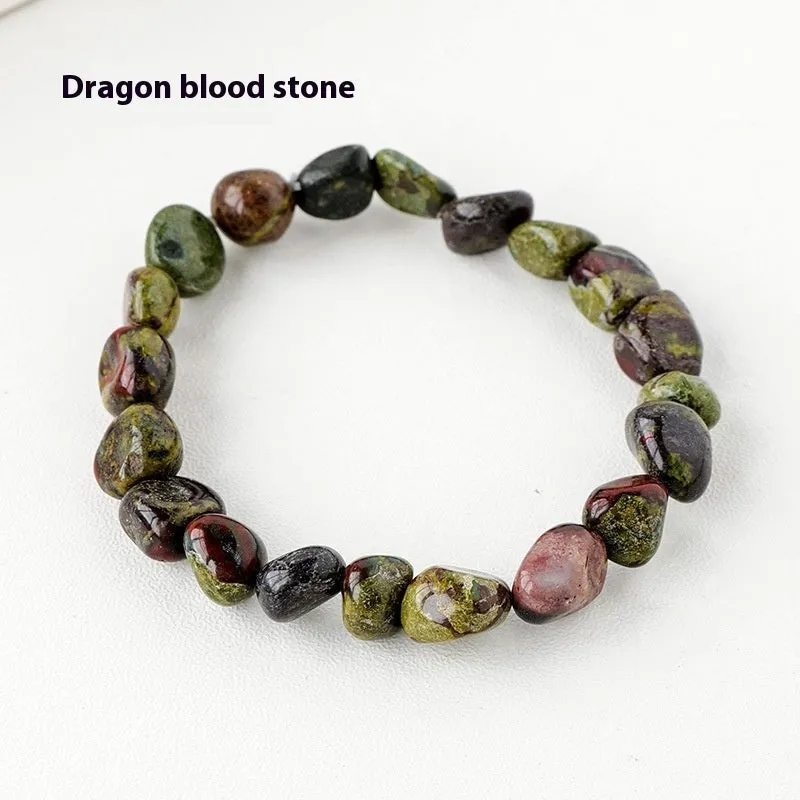 Natural amethyst large particle gravel rolling stone bracelet on a plain background showing smooth rounded beads
