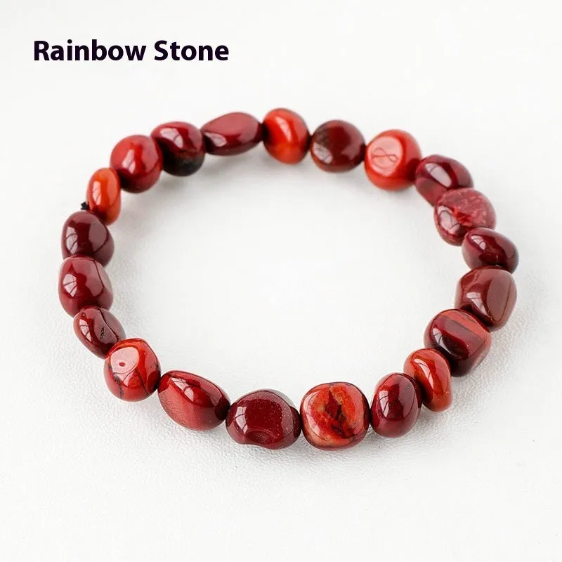 Natural amethyst large particle gravel rolling stone bracelet on a plain background showing smooth rounded beads