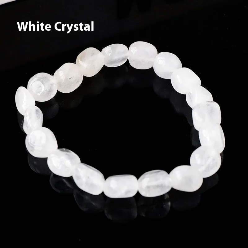 Natural amethyst large particle gravel rolling stone bracelet on a plain background showing smooth rounded beads