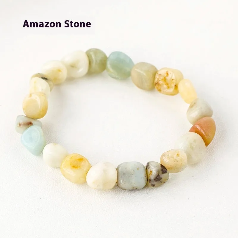 Natural amethyst large particle gravel rolling stone bracelet on a plain background showing smooth rounded beads