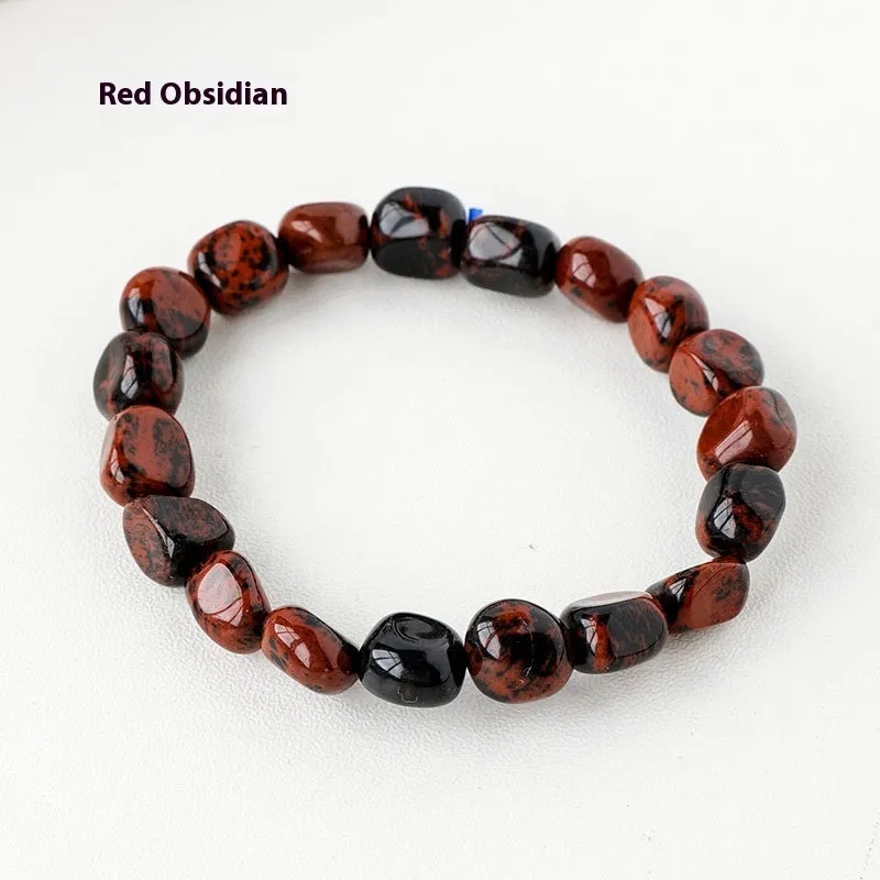 Natural amethyst large particle gravel rolling stone bracelet on a plain background showing smooth rounded beads
