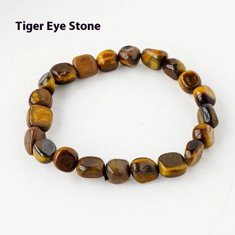 Natural amethyst large particle gravel rolling stone bracelet on a plain background showing smooth rounded beads